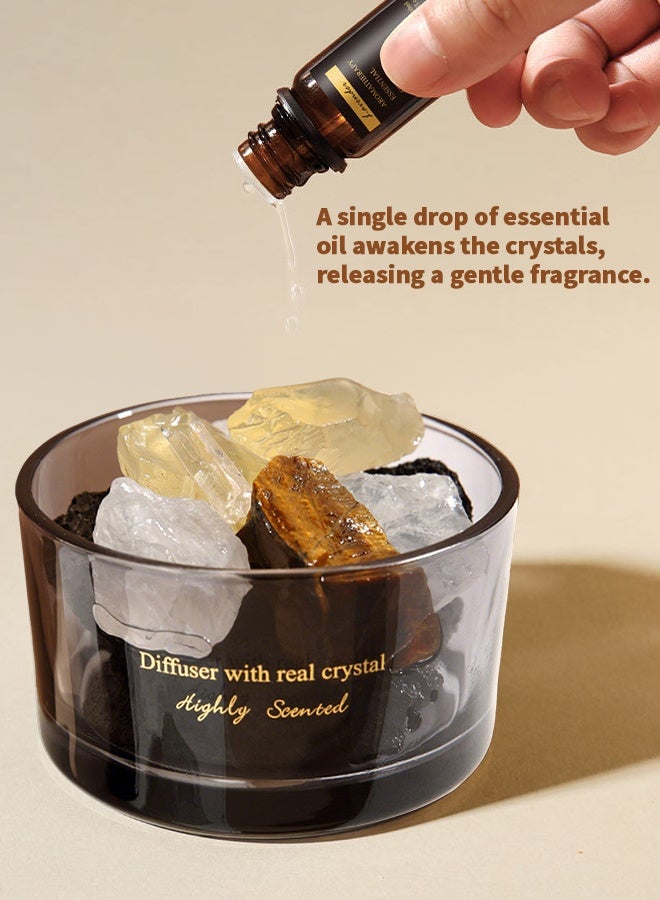Beautiful Flame-Free Crystal Aroma Diffuser Stone Set with British Pear Lily Essential Oil, Light Yellow Stones Home Fragrance Gift Box, Long Lasting Fresh Scent for Living Room​ - Image 5